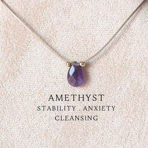 Droppformad ametisthalsband Kristallchoker-smycken Februari-födelsesten Ametistsmycken 30-årspresent till kvinnor Ädelstenshalsband