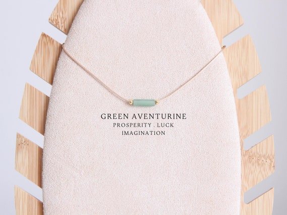 Minimalist green aventurine necklace Real crystal waterproof jewelry Custom gift Wealth Prosperity Career success Taurus and Gemini stone