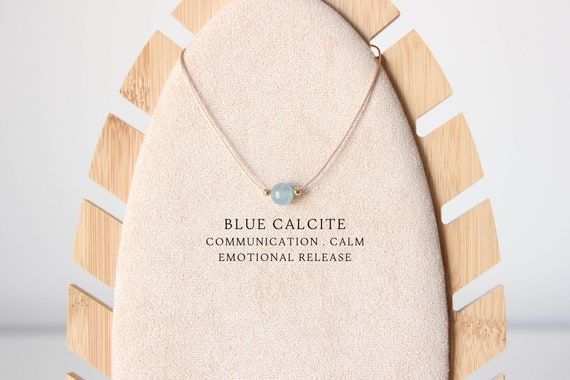 8mm Custom boho blue calcite necklace Dainty handmade crystal jewelry Personalized gift for mom
