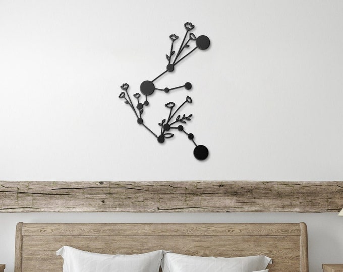 Aquarius Constellation Metal Wall Art: Zodiac Horoscope Decor