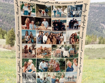 Personalized Photo Blanket: Custom Family Keepsake Throw, Perfect Gift for Grandparents, Weddings, Anniversaries, and Birthdays