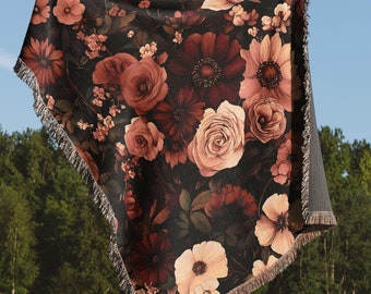Botanical Floral Blanket: Autumn Victorian Gothic Home Decor