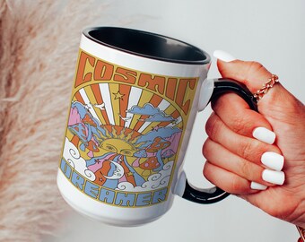 Cosmic Dreamer Coffee Mug: Handmade 15oz Psychedelic Mushroom Decor