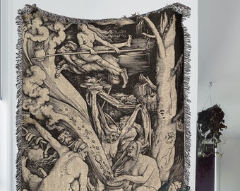 Witches Sabbath Throw Blanket: Vintage Dark Art Woven Tapestry And Large Witchy Blanket For Goblincore Room Decor And Witchcraft Decor