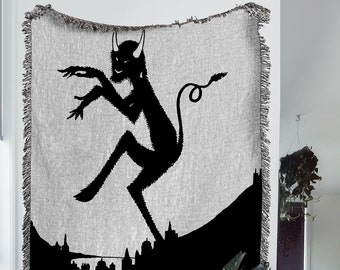 Sneaky Devil Woven Throw Blanket: William T Horton Vintage Art