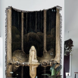 Princess Tuvstarr (1913) Woven Throw Blanket: Vintage Dark Art Woven Tapestry And Gothic Mythology Blanket For Occult And Fantasy Decor