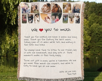Photo Collage Blanket: Personalized Love Letter Gift for Mom