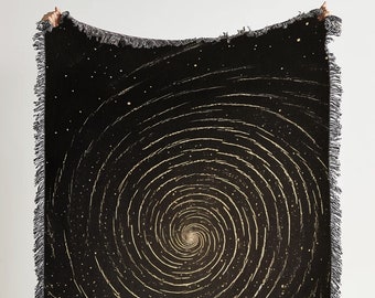 Stardust Swirl Woven Throw Blanket: Vintage Astrology Woven Tapestry, Cotton Outer Space Blanket for Dark Academia and Decor Celestial Decor