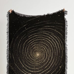 Stardust Swirl Woven Throw Blanket: Vintage Astrology Woven Tapestry, Cotton Outer Space Blanket for Dark Academia and Decor Celestial Decor