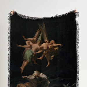 Witches Flight (1798) Woven Throw Blanket: Vintage Fine Art Print Woven Tapestry And Witchy Mythology Blanket For Occult And Fantasy Decor