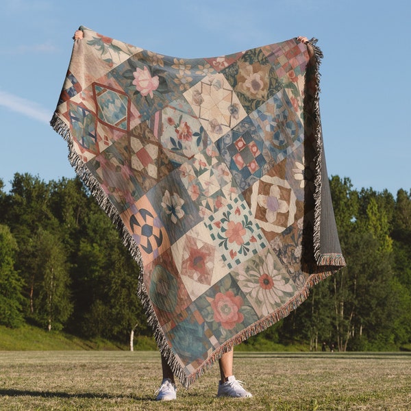 Boho Quilt Throw Blanket - Etsy