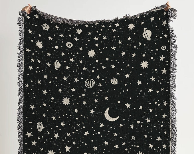 Simply Space Woven Throw Blanket: The Perfect Space Blanket and Celestial Astrology Woven Tapestry For Space Gift And Solar System Aesthetic