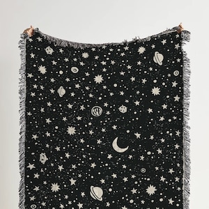 Simply Space Woven Throw Blanket: The Perfect Space Blanket and Celestial Astrology Woven Tapestry For Space Gift And Solar System Aesthetic