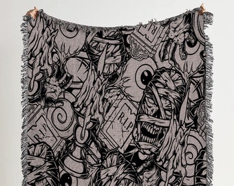 Coperta in cotone intrecciato con motivo mummia: decorazione gotica horror