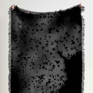 Victorian Gothic Woven Cotton Throw Blanket: Dark Academia Decor