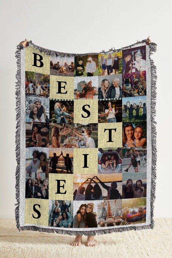 Custom Photo Collage Woven Blanket Personalized Woven Tapestry and Bestie Photo Gift Blanket Great Best Friend Gift and Preppy Room Decor Etsy UK