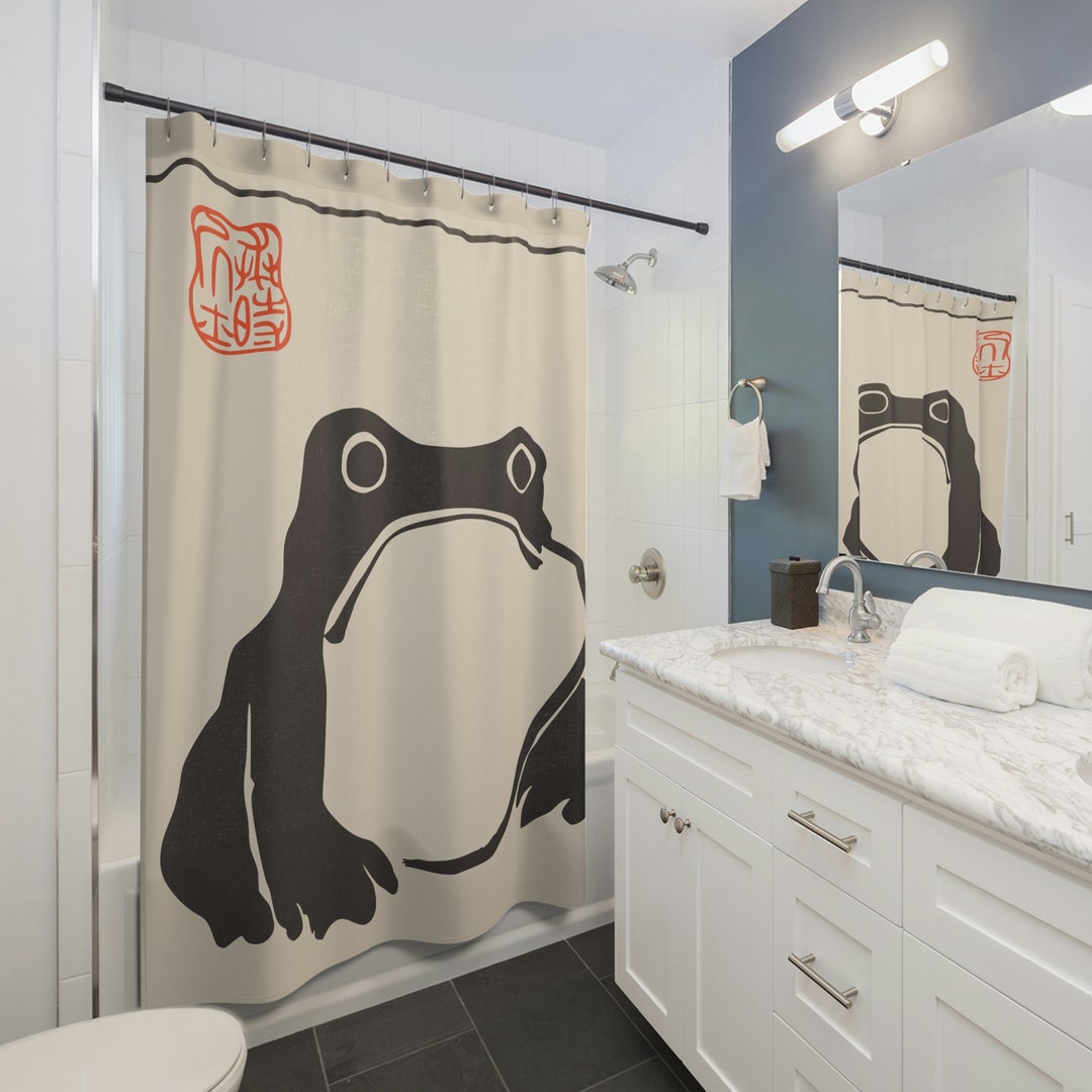 Japanese Frog Shower Curtain Vintage Frog Art Bathroom Decor
