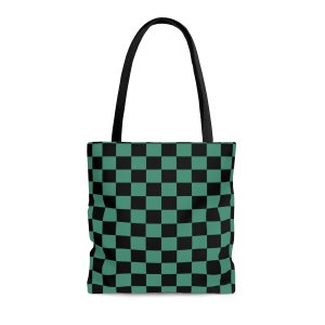 Green and Black Checkered Tote Bag: Colorful Shoulder Bag and Large Reusable Bag for a Cosplay Aesthetic Tote and Accessories
