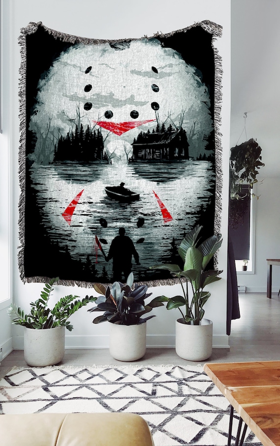 Horror Movie Woven Throw Blanket Jason Voorhees Woven Etsy