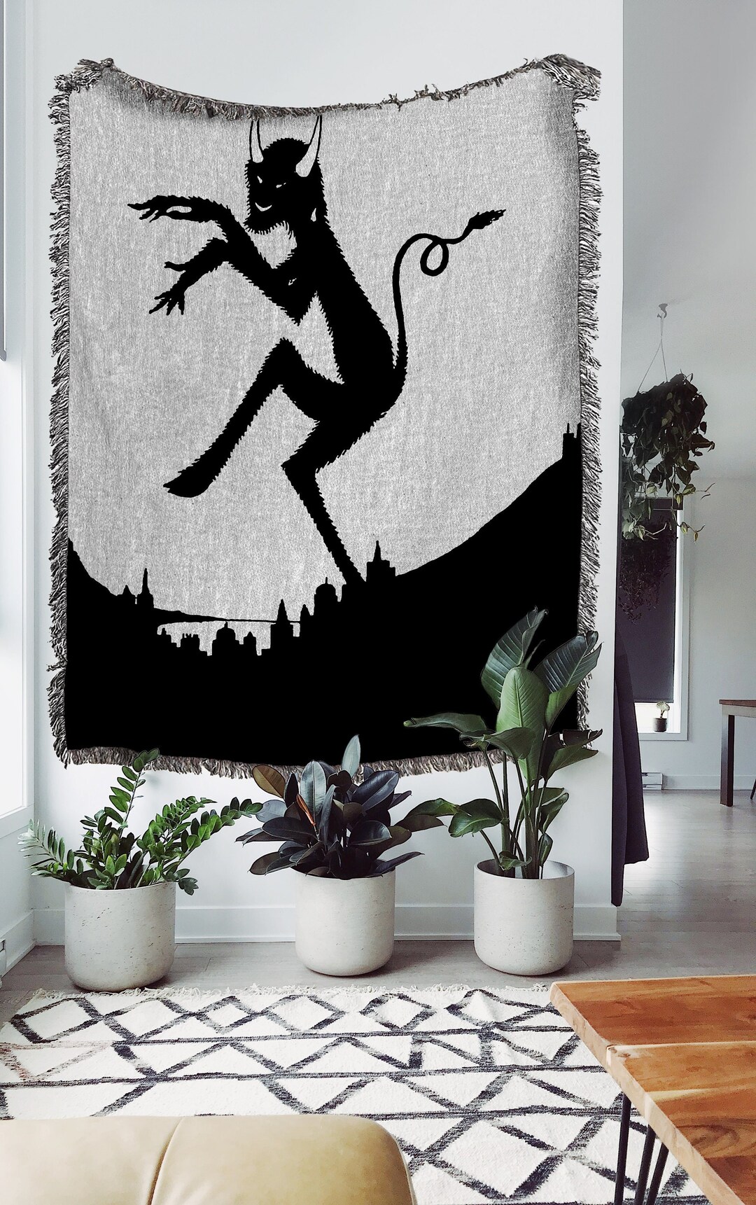 Sneaky Devil Woven Throw Blanket: William T Horton Vintage Art