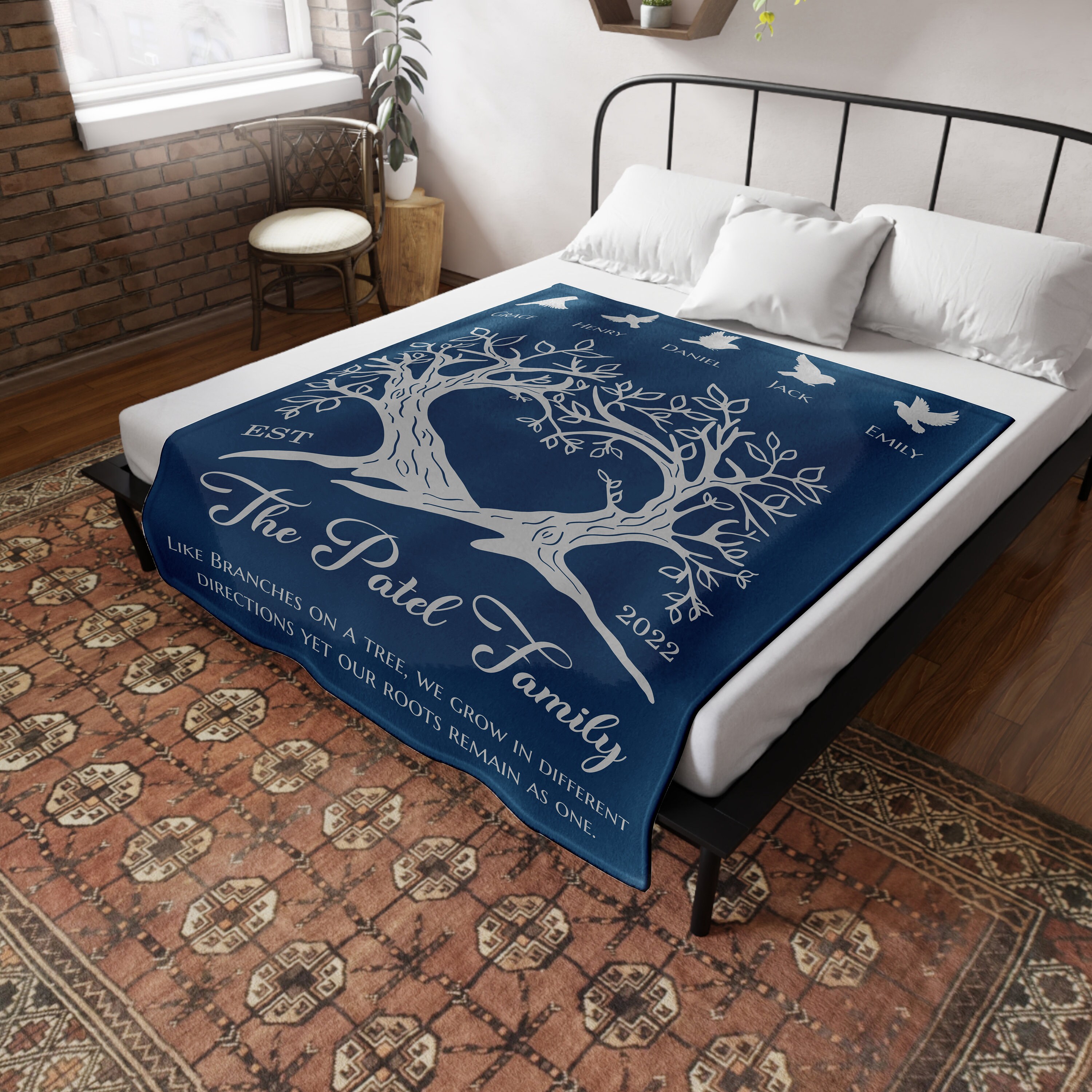 Personalized Family Tree Throw Blanket: Custom Monogram Keepsake - Etsy