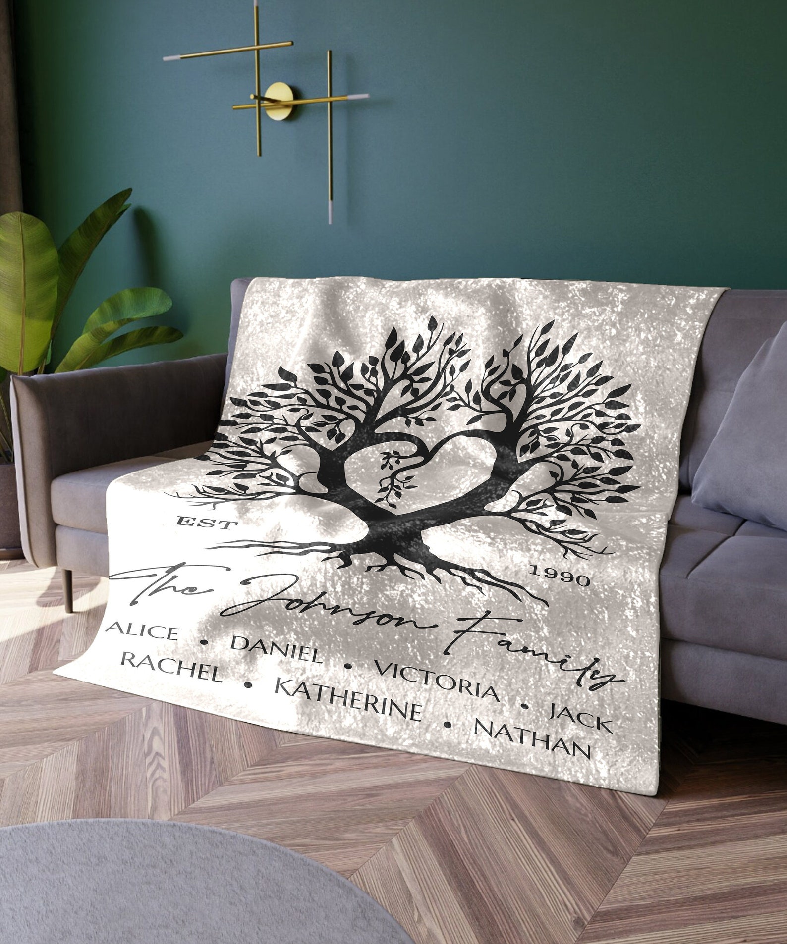 Personalized Family Tree Throw | Custom Monogram Blanket for ...