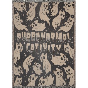 Purranaromal Cativity Woven Throw Blanket: Kawaii Cat Woven Tapestry And Halloween Blanket For Spooky Throw Blanket For Cute Halloween Decor