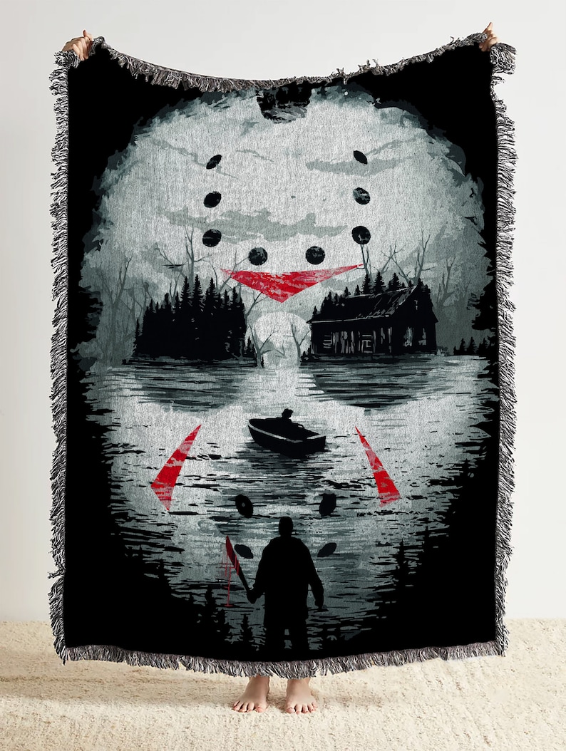 Horror Movie Woven Throw Blanket Jason Voorhees Woven Etsy