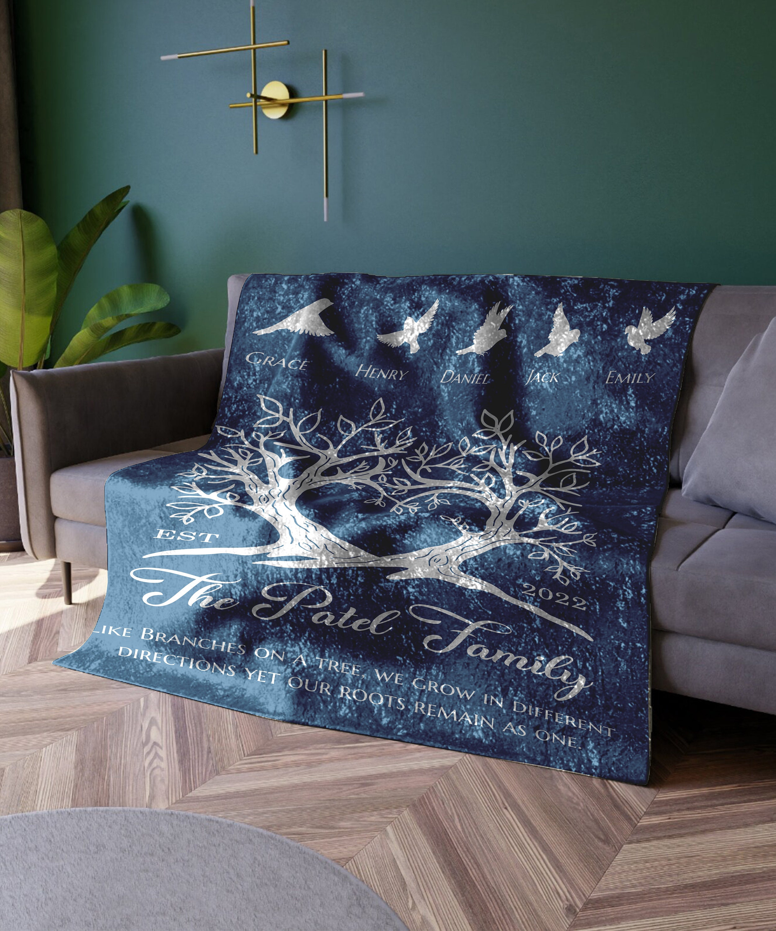 Personalized Family Tree Throw Blanket: Custom Monogram Keepsake - Etsy
