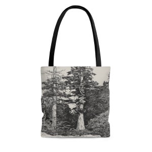 Enchanted Forest Tote Bag: Vintage Tree Sketch Shoulder Bag and Rustic Reusable Bag for Cottagecore  Aesthetic and Vintage Accessories
