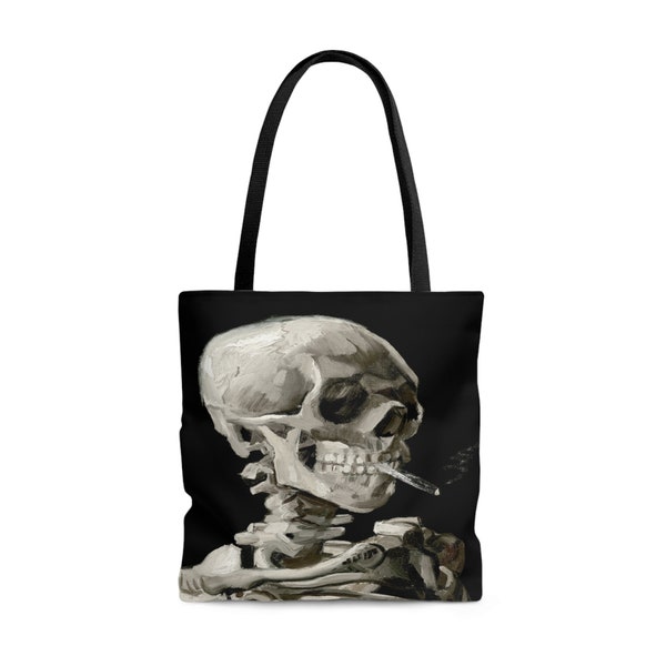 Vincent Van Gogh Skull Tote Bag: Victorian Gothic Shoulder Bag and Fine Art Print Carry On for Tote Bag Aesthetic and Dark Academia