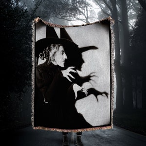 Wicked Witch Woven Throw Blanket: Gothic Horror Movie Tapestry