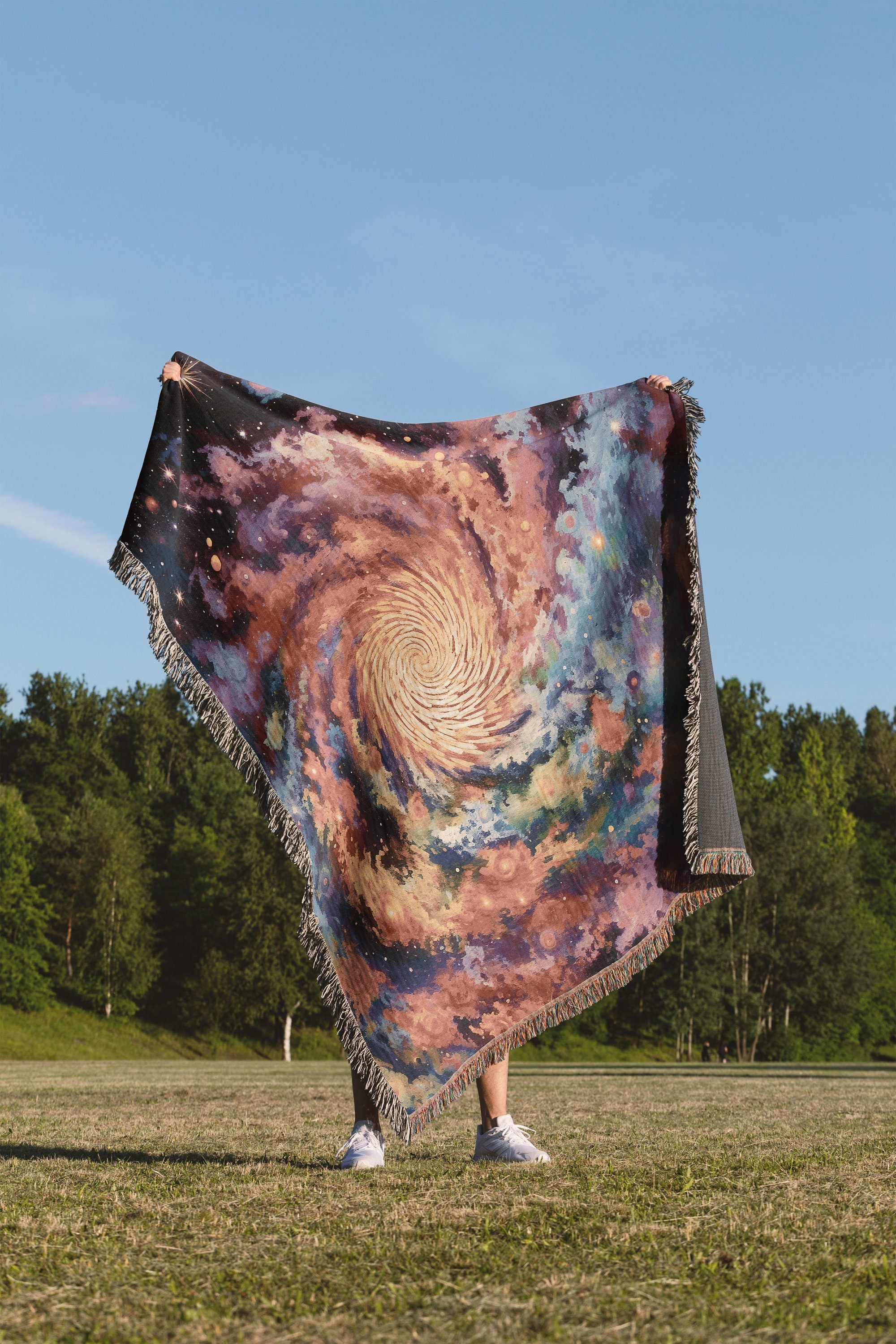 Galaxy Swirl Woven Throw Blanket: Astrology Tapestry