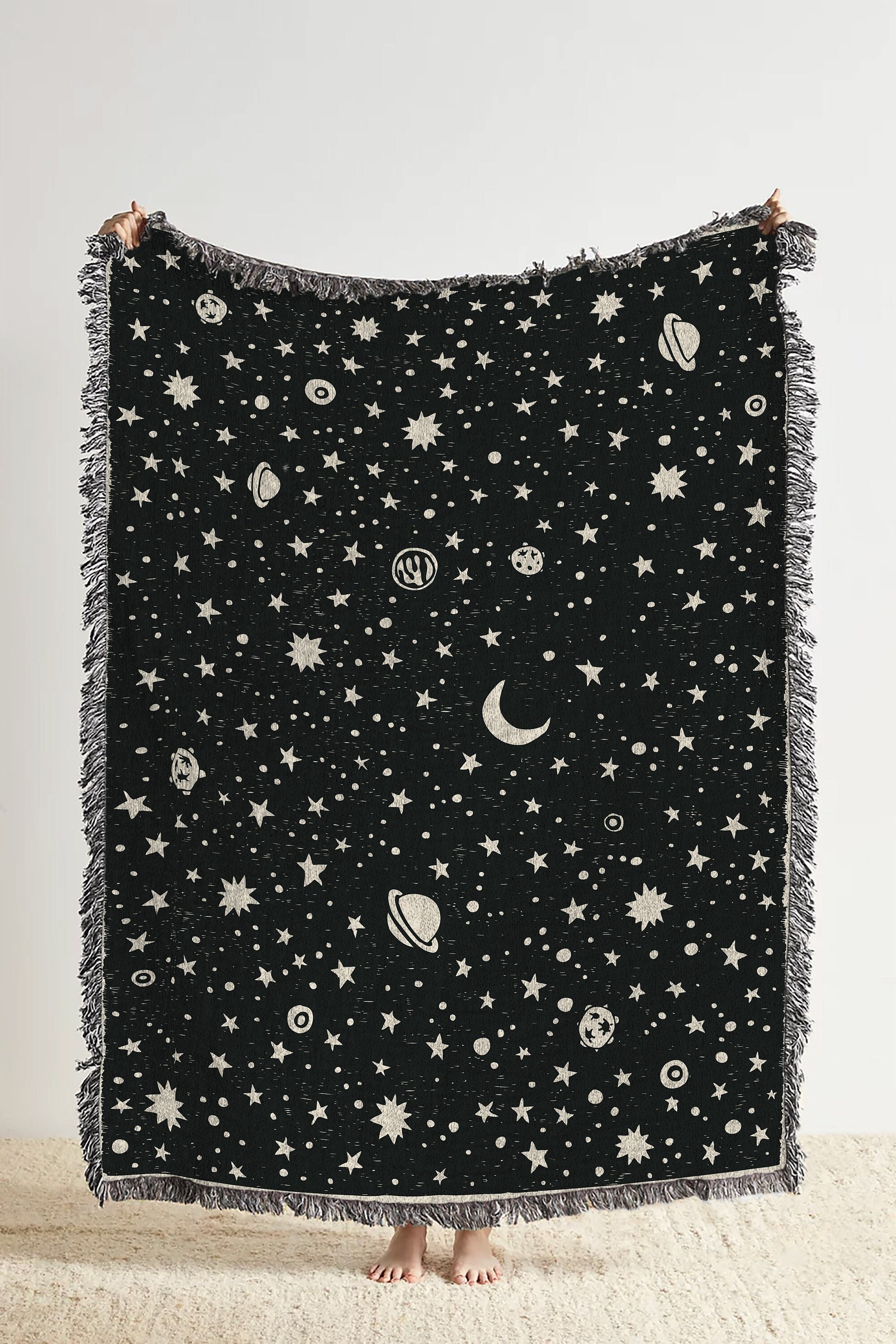 Simply Space Woven Throw Blanket: The Perfect Space Blanket and Celestial Astrology Woven Tapestry For Space Gift And Solar System Aesthetic