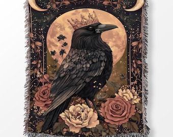 Florale Krönchen Krähen Decke: Gothic Celestial Dekor
