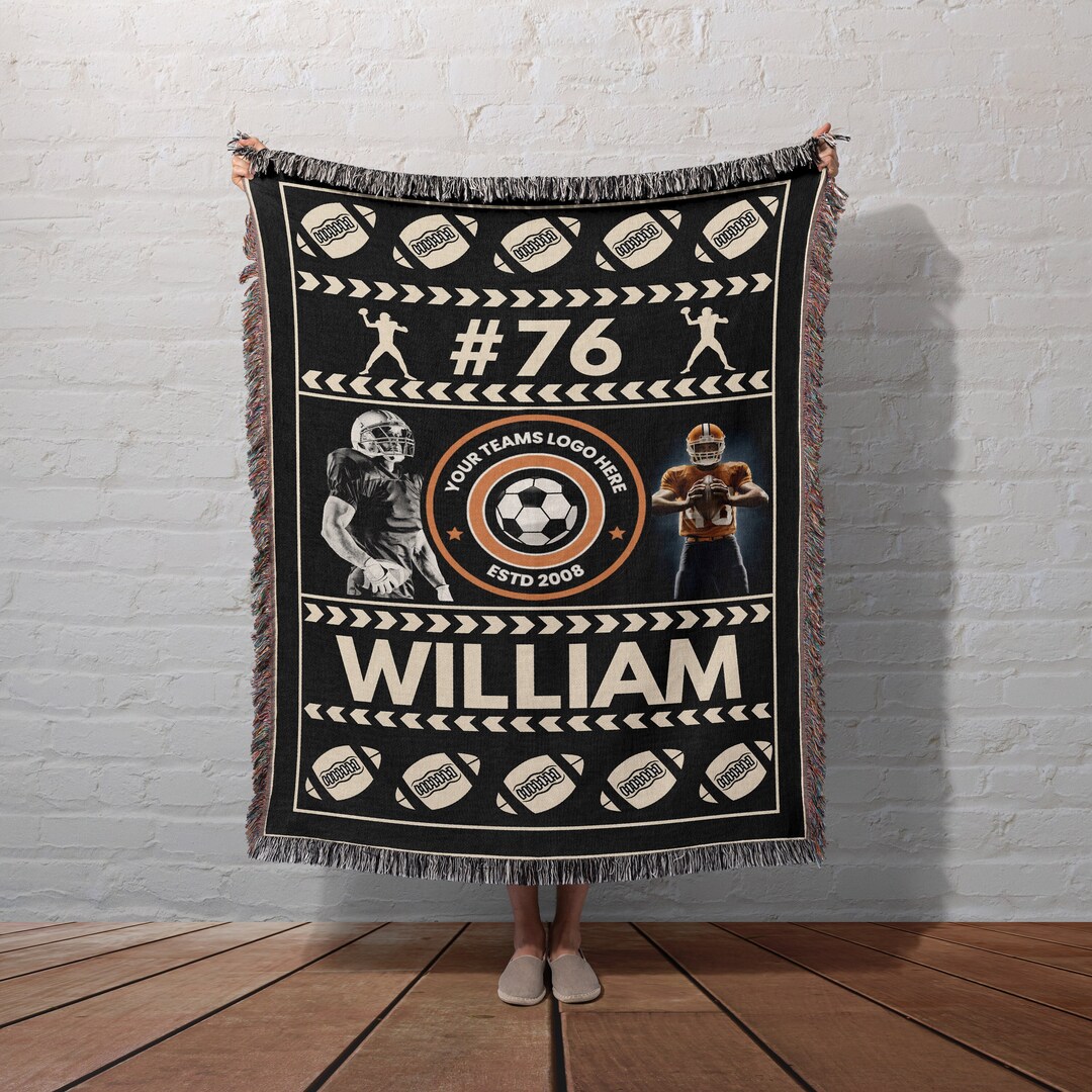 Custom Football Blanket Personalized Sports Blanket for Football Moms