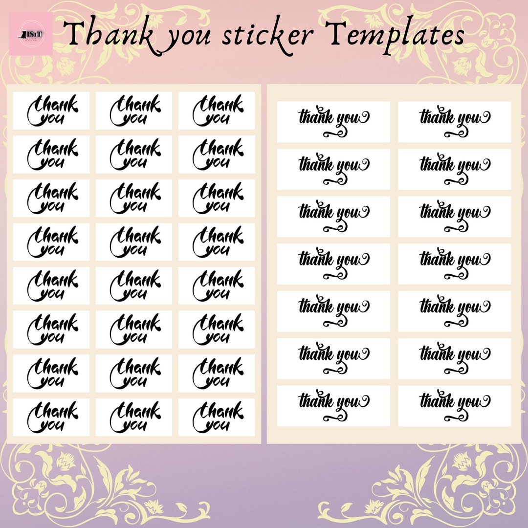 Printable Thank You Stickers Templates / Thank You Sticker - Etsy UK