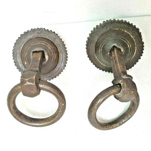 Vintage Old Antique Brass Beautiful Design Rare Heavy Door Knocker / Handle Pair , Collectible