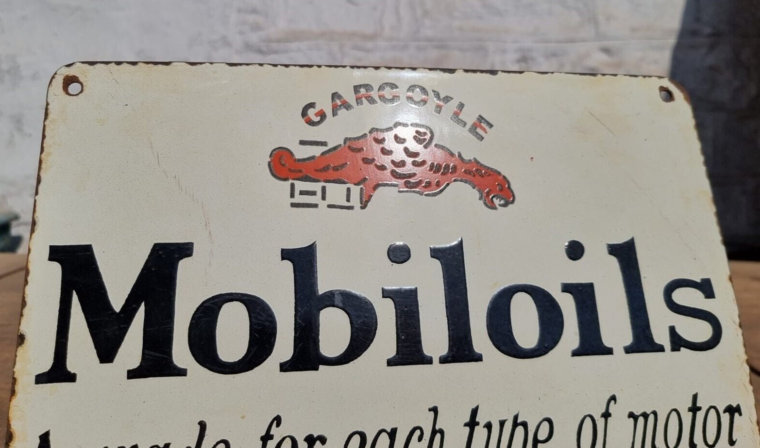 1930's Old Vintage Rare Mobil Oil Gasoline Ad Porcelain Enamel Sign ...