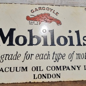 1930's Old Vintage Rare Mobil Oil Gasoline Ad Porcelain Enamel Sign ...