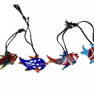 4 Pc Original Old Vintage Multi-Color Glass Fish Rare Christmas Ornament Germany