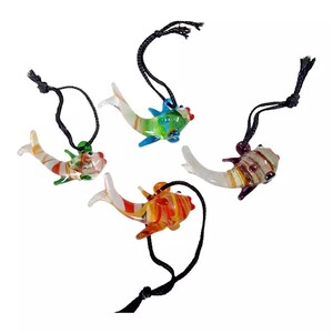 4 Pc Original Old Vintage Multi-Color Glass Fish Rare Christmas Ornament Germany
