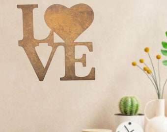 Love - Rusty Metal Garden Art - Garden Decoration - Valentines Day - Metal Welcome Sign - Housewarming Gift