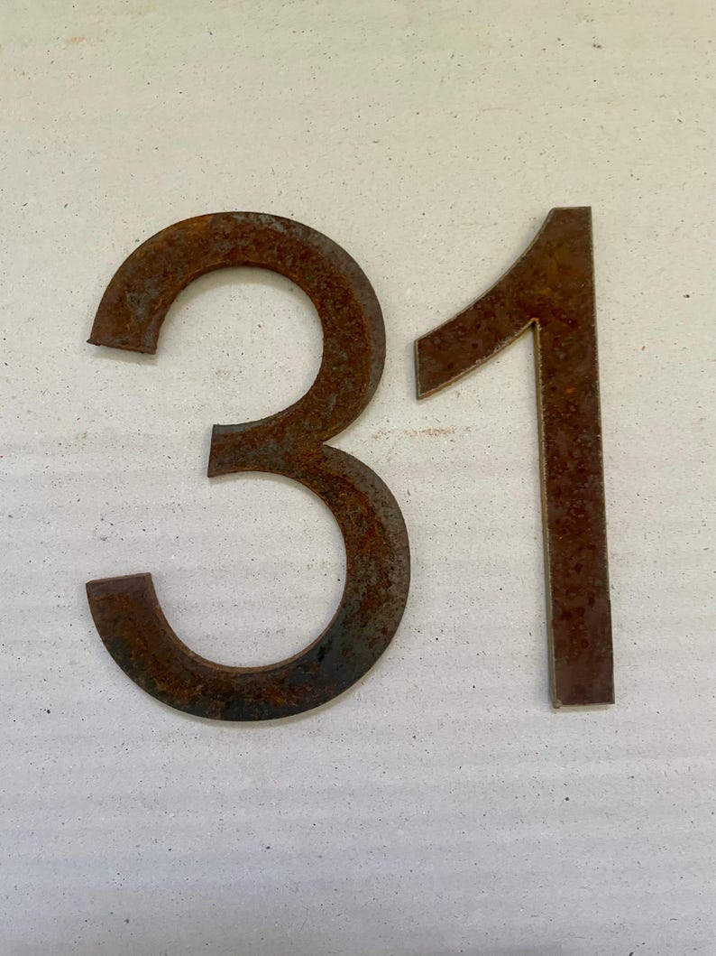 Rusty Steel Numbers 10cm - 3mm Thick - Arial Font - Property Numbers ...