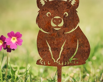 Wombat - Garden Stake - Australian Native Animal - Rusty Metal Garden Art - Animal Silhouette - Pet Memorial