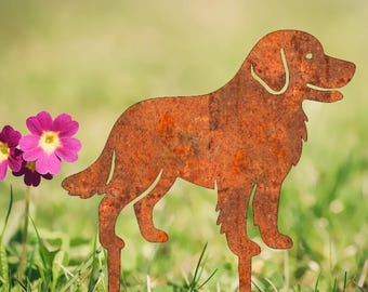 Golden Retriever - Metal Rusty Garden Art for a Dog Lover - Smiley Puppy  - Garden Stake - Animal Art - Pet Memorial - Pet Loss Marker