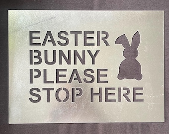 Easter Bunny Stop Here Sign - Metal Easter Decoration