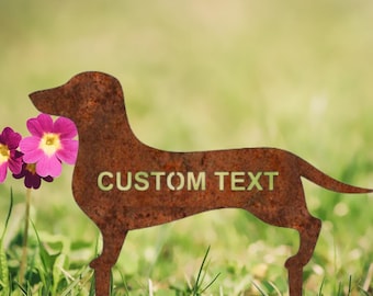 Dachshund - Custom Text - Stake - Garden Art Decoration - Pet Memorial - Animal Tribute - Custom Sign - Personalised Sausage Dog Gift