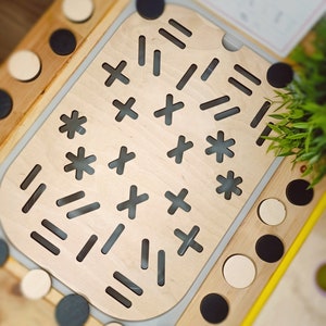 Flisat sorter activity tray, set with thick wooden toksns, fits large ikea trofast bin, fine motor skills, manipulative tray