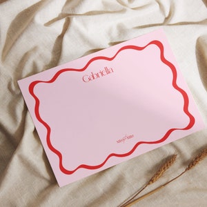 Wavy Placemat Italian. A3 Template, Red and Pink and Customisable, Digital Template, DIY, Instant Download.